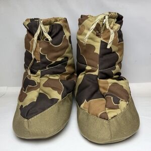 Vintage Fieldline Lightweight Warm Hunting Camping Booties Brown Camo Sz S